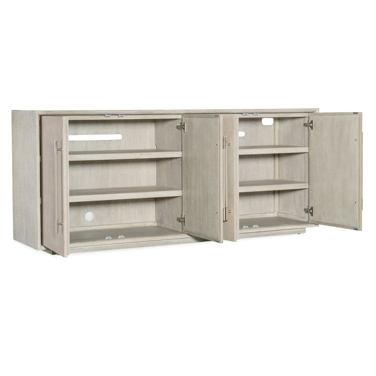Light Wood Diamond Finish Modern Entertainment Console with Cabinet