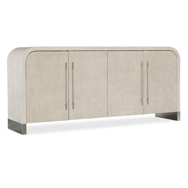 Modern 80'' Brown Oak Sideboard with Raffia Doors