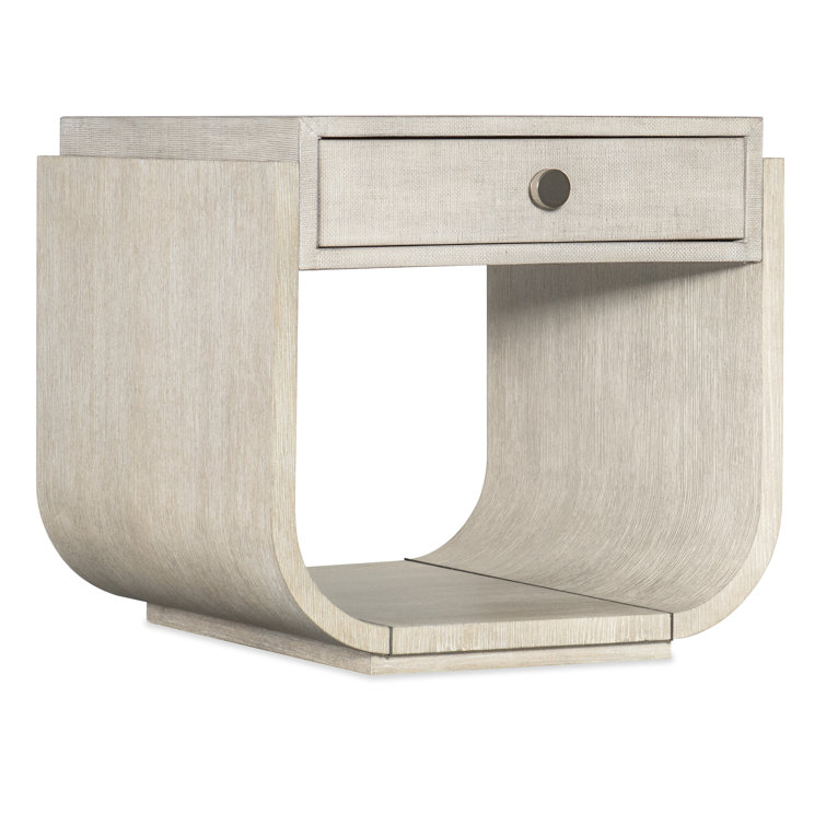 Diamond Brown Oak and Raffia Rectangular End Table with Storage