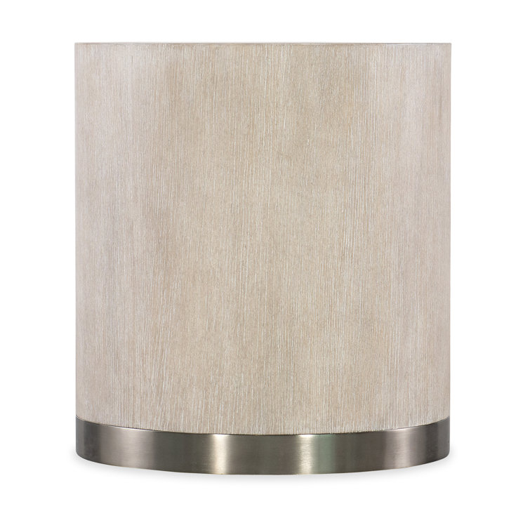 Modern Diamond Brown Round Wood and Metal End Table