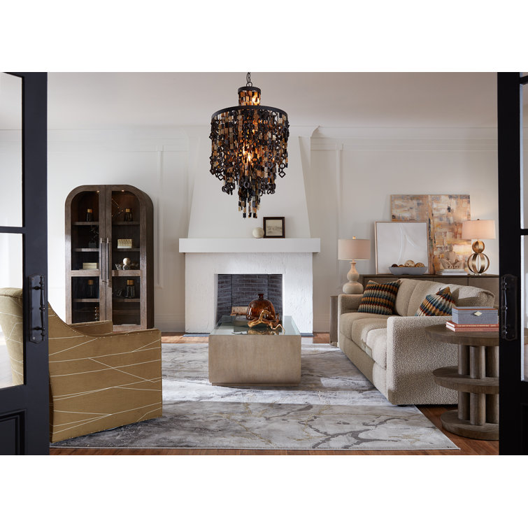 Modern Dark Brown Glass Top Coffee Table with Storage
