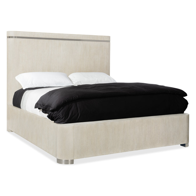 Light Wood Diamond Queen Panel Bed with Upholstered Headboard