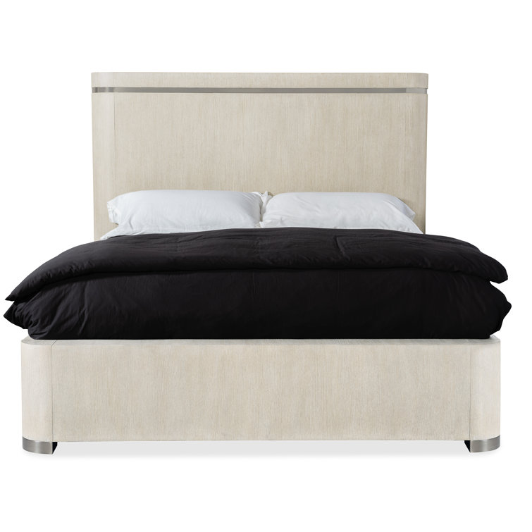 Light Wood Diamond Queen Panel Bed with Upholstered Headboard