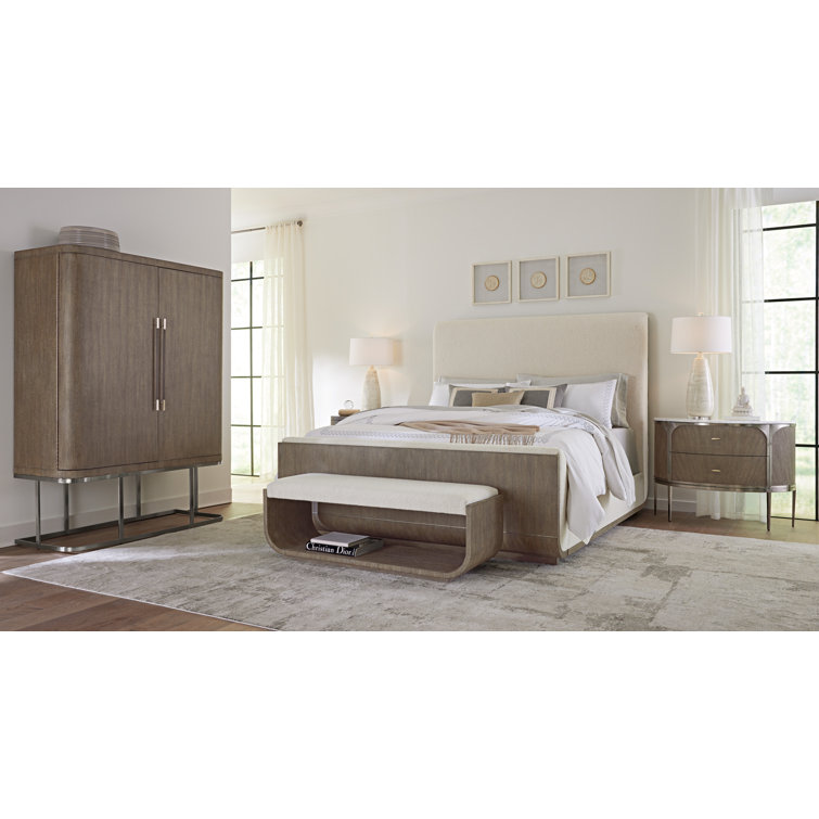 Modern Demilune 2-Drawer Nightstand with Marble Top