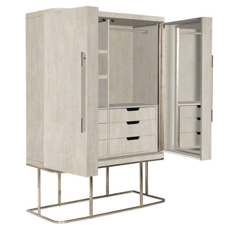 Diamond Finish Oak Veneer Modern Armoire with Mirror