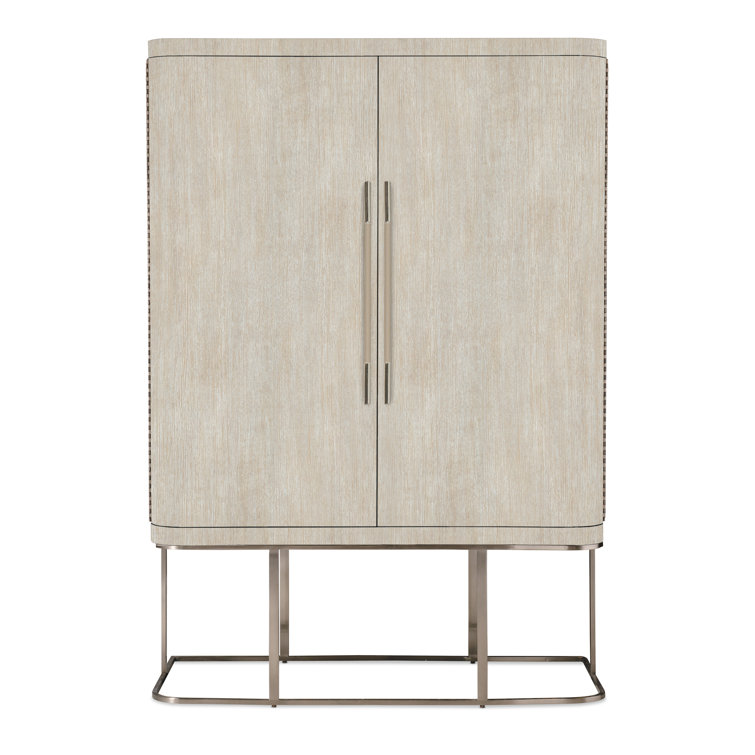 Diamond Finish Oak Veneer Modern Armoire with Mirror