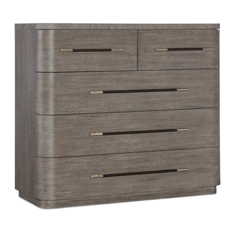 Mid-Century Modern Mink Oak Veneer 5-Drawer Dresser