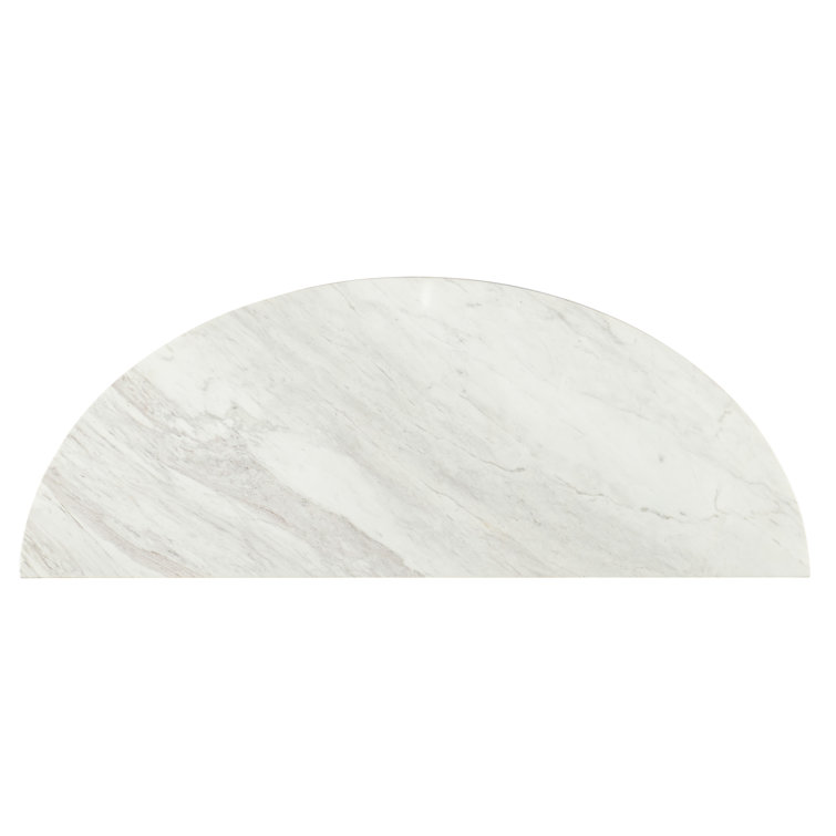 Modern Demilune 2-Drawer Nightstand with Marble Top