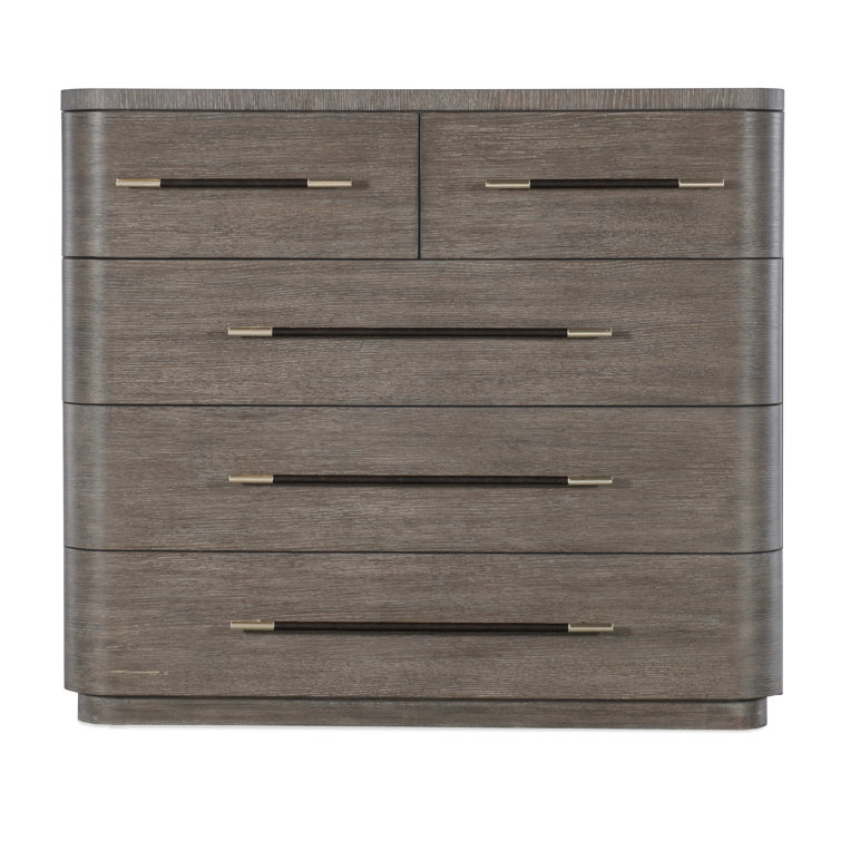 Mid-Century Modern Mink Oak Veneer 5-Drawer Dresser