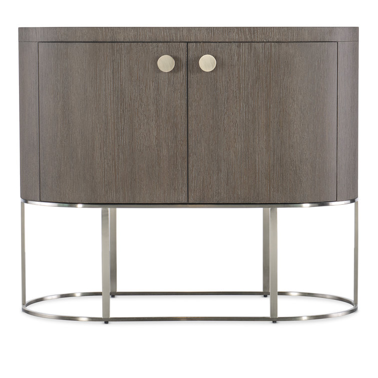Modern Mink Brown Oval Nightstand with Metal Base