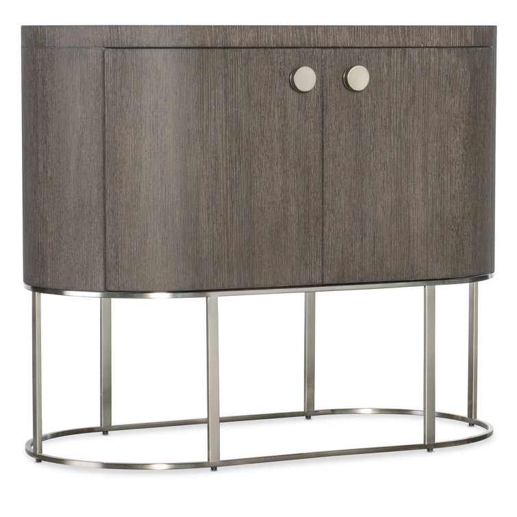 Modern Mink Brown Oval Nightstand with Metal Base