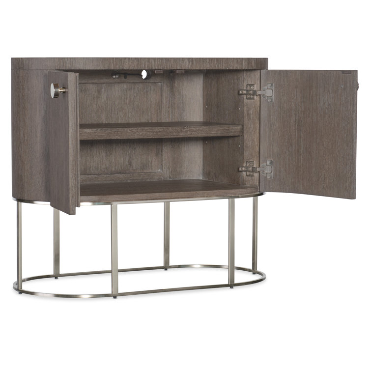 Modern Mink Brown Oval Nightstand with Metal Base