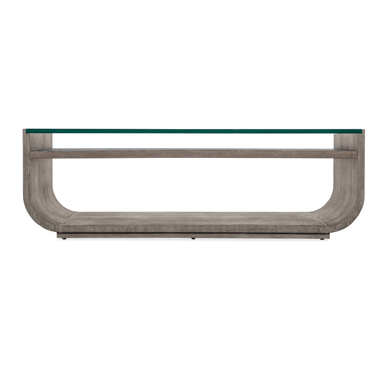 Modern Dark Brown Glass Top Coffee Table with Storage