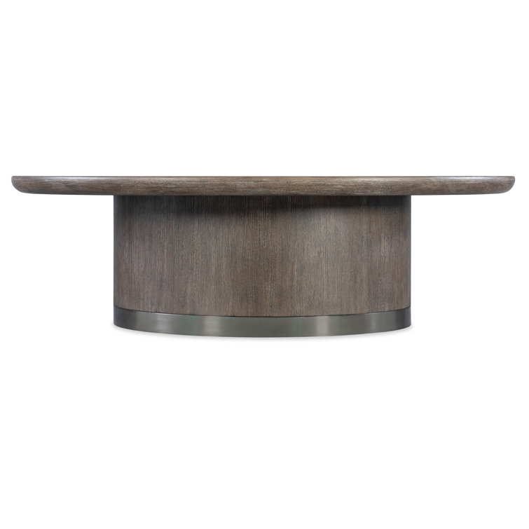 Dark Mink Round Wood and Metal Coffee Table with Storage