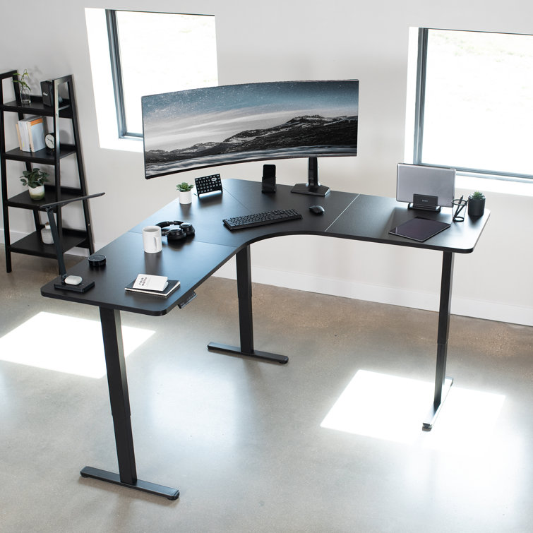 Elevate Pro 71" Black Electric Adjustable L-Shaped Desk with Memory Settings