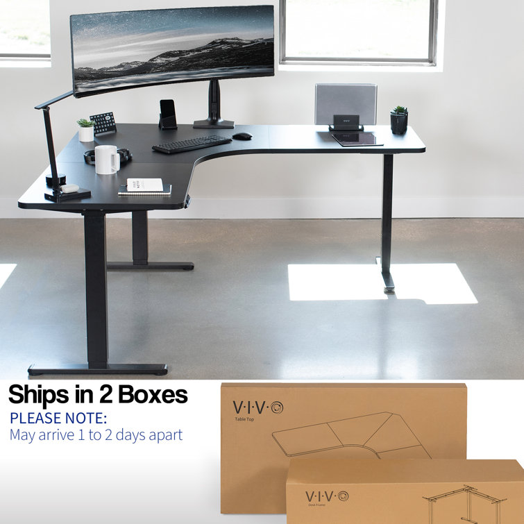 Elevate Pro 71" Black Electric Adjustable L-Shaped Desk with Memory Settings