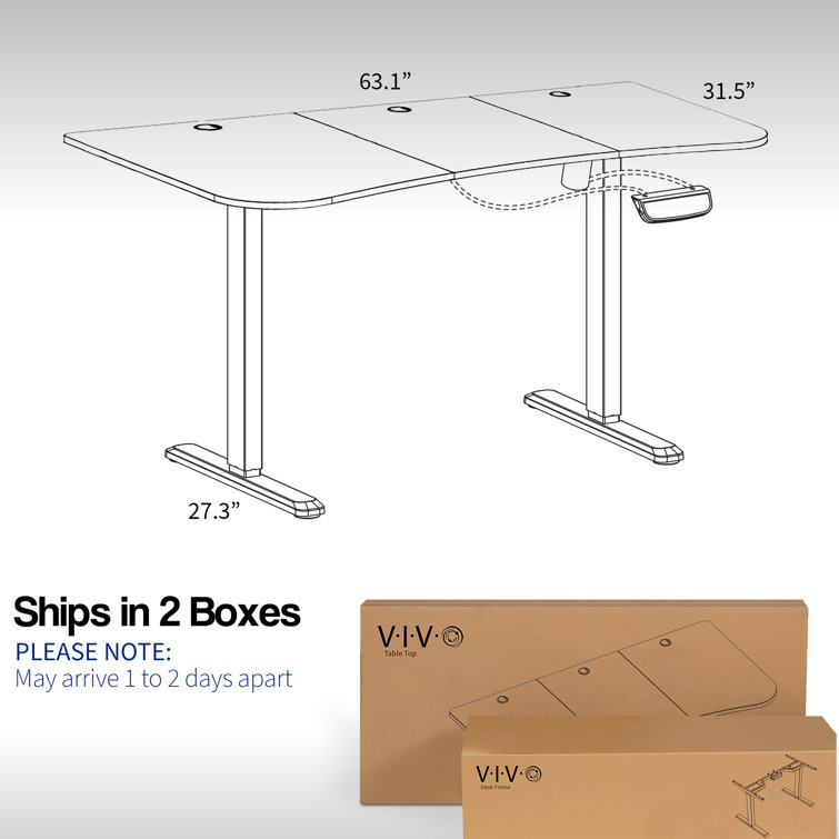 Elevate 63" Vintage Brown and White Electric Adjustable Desk with Touch Screen