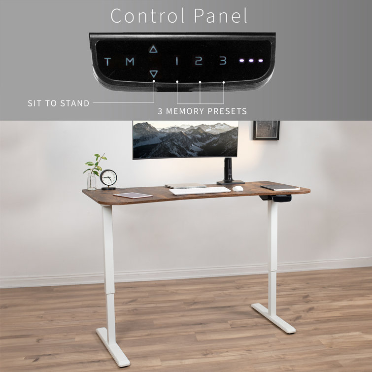 Elevate 63" Vintage Brown and White Electric Adjustable Desk with Touch Screen