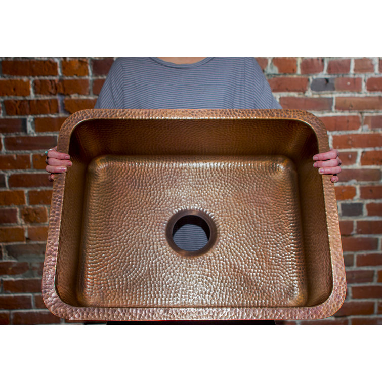 Handmade Antique Copper 23" Single Bowl Undermount Kitchen Sink