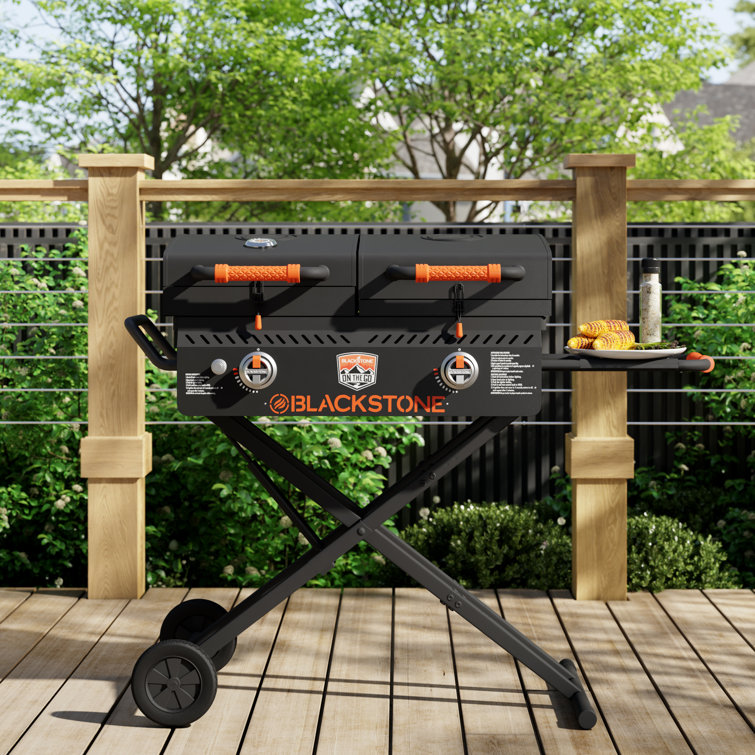 Black 49" Propane Outdoor Griddle with Stainless Steel Burners