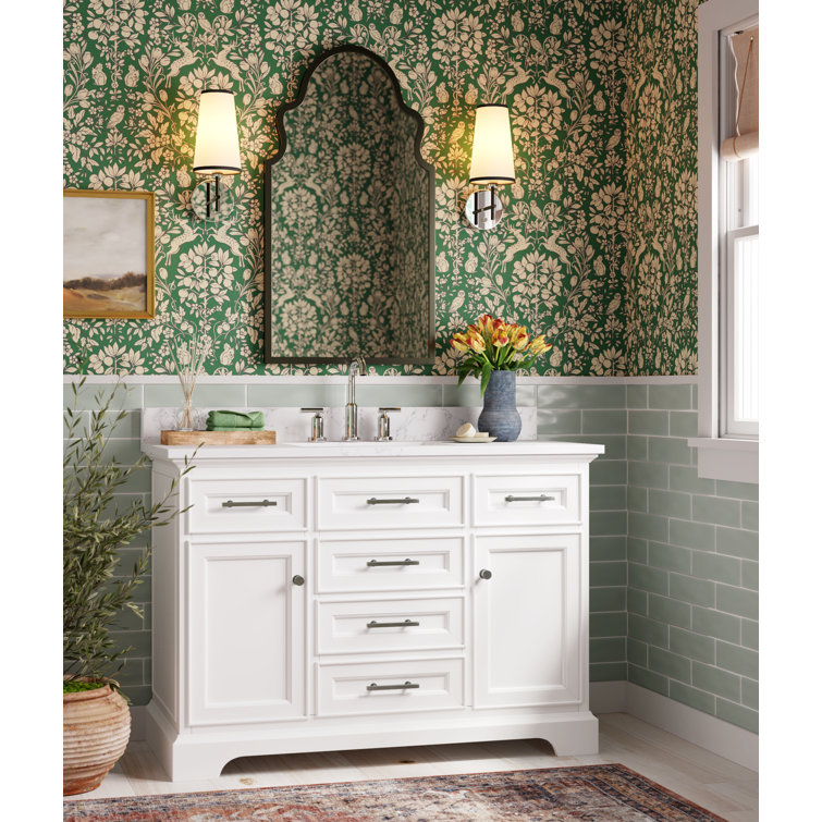 Thompson 48" White Solid Wood and MDF Single Vanity