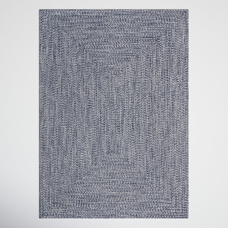 Handmade Blue and White Braided Synthetic Round Rug