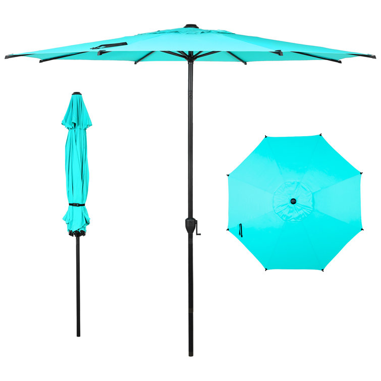 Light Blue and Charcoal Steel Round Market Umbrella