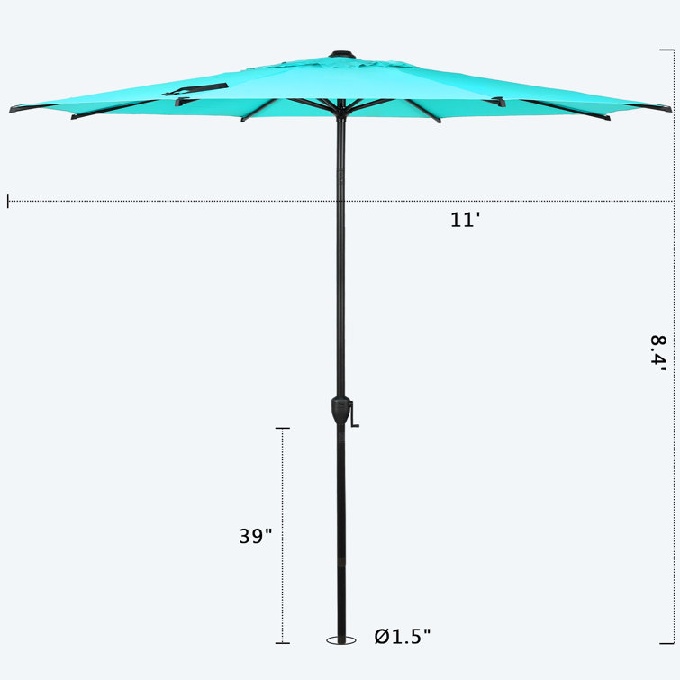 Light Blue and Charcoal Steel Round Market Umbrella