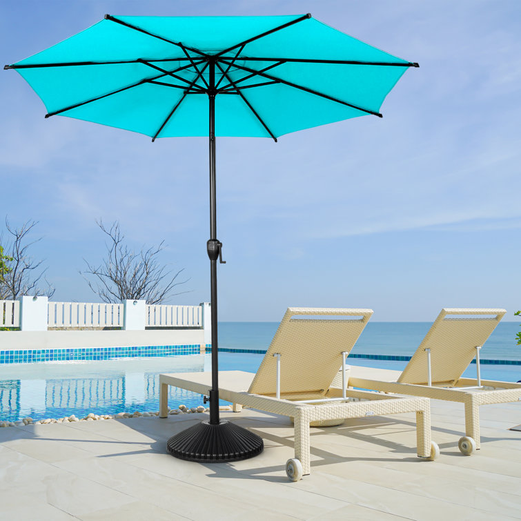 Light Blue and Charcoal Steel Round Market Umbrella