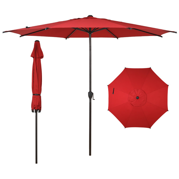 Lyon 11ft Red and Charcoal Steel Market Umbrella