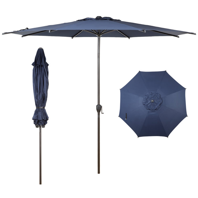 Lyon 132'' Dark Blue Hexagonal Steel Market Umbrella