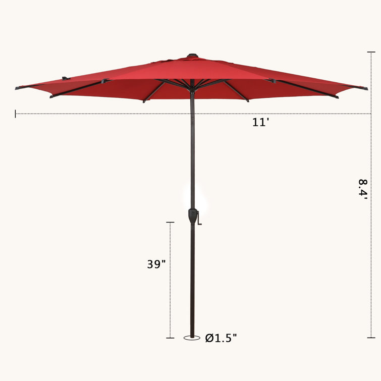 Lyon 11ft Red and Charcoal Steel Market Umbrella