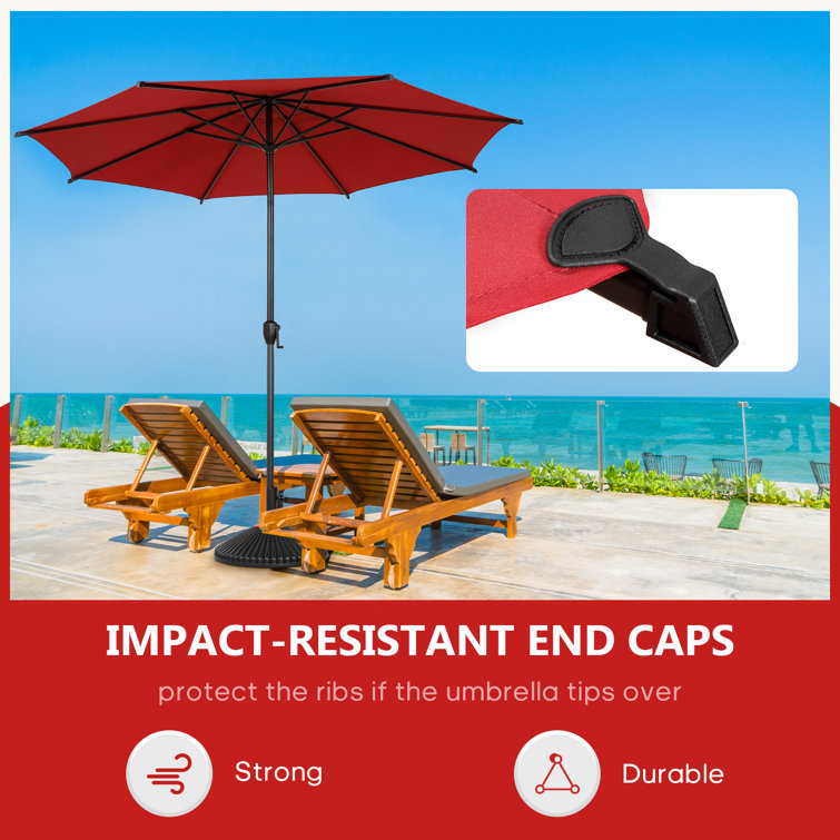 Lyon 9ft Red Steel Market Patio Umbrella with Crank Tilt
