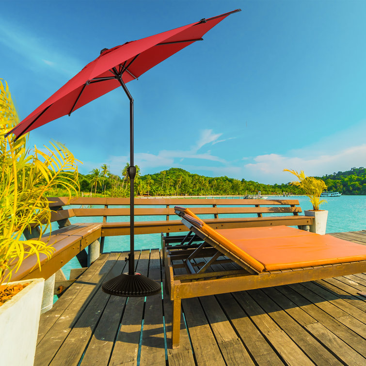 Lyon 9ft Red Steel Market Patio Umbrella with Crank Tilt