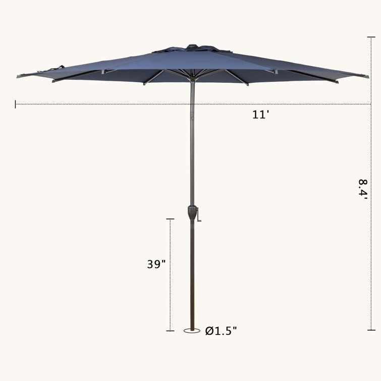 Lyon 132'' Dark Blue Hexagonal Steel Market Umbrella