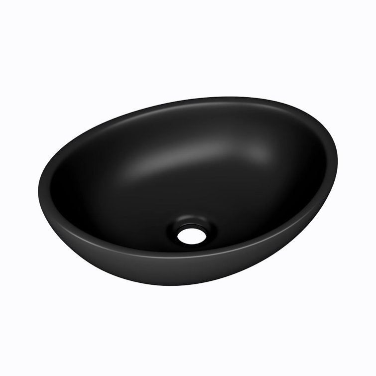 Matte Black Ceramic Oval Vessel Bathroom Sink