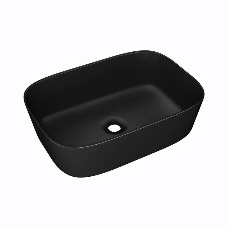 Salerno Matte Black Ceramic Rectangular Vessel Sink