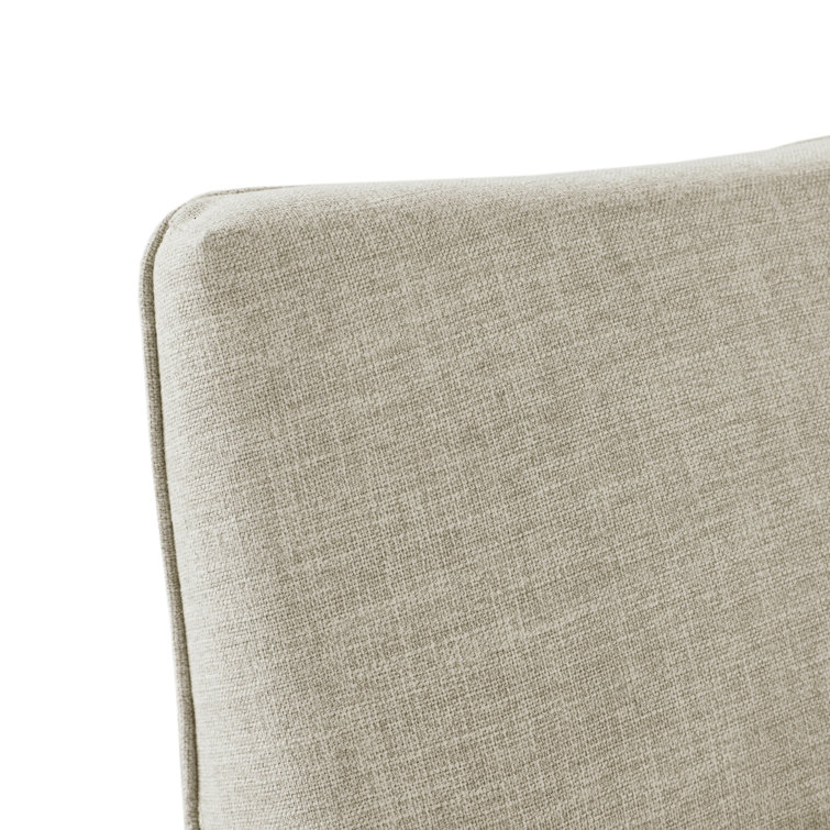 Beige Skirted Swivel Armchair with Lumbar Pillow