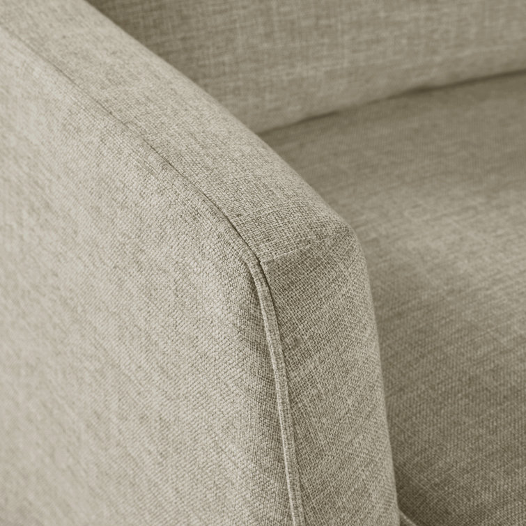 Beige Skirted Swivel Armchair with Lumbar Pillow