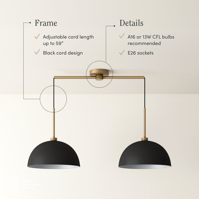 Percy Black and Gold Modern Drum Pendant Light