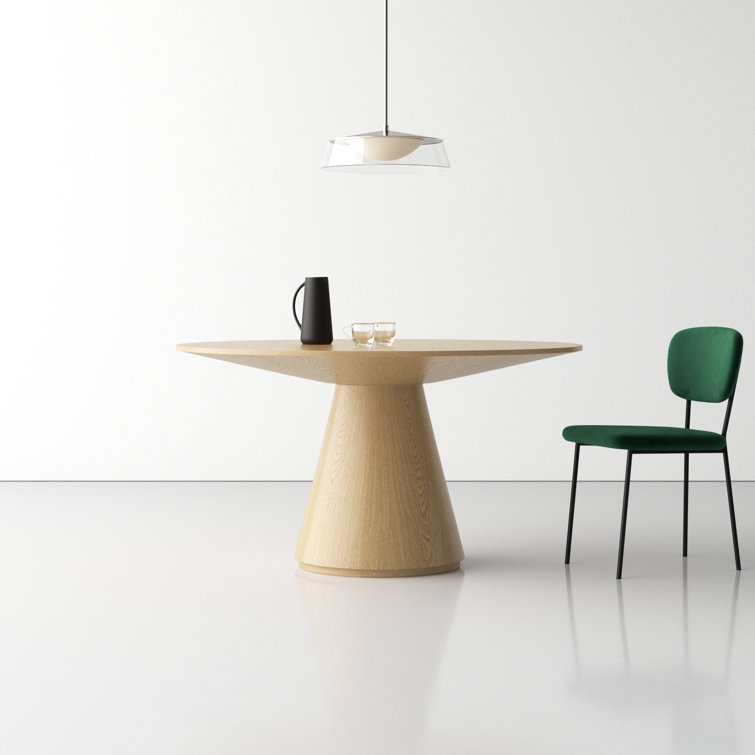 Oak Round Pedestal Dining Table with Gloss Finish