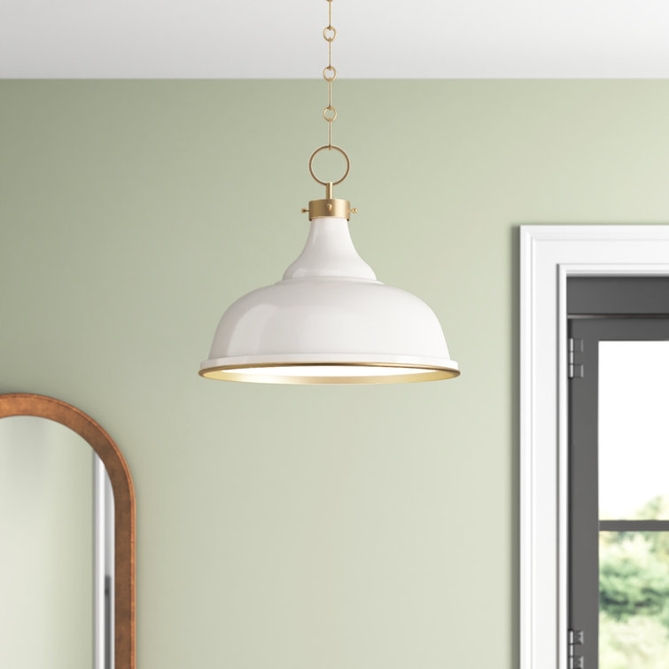 Aged Brass Elegance 3-Light Indoor/Outdoor Pendant with Off-White Shade