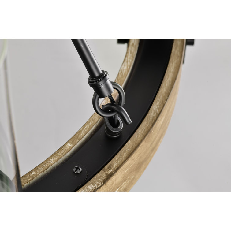 Rustic Farmhouse 6-Light Wagon Wheel Chandelier with Vintage Wood & Black Detail
