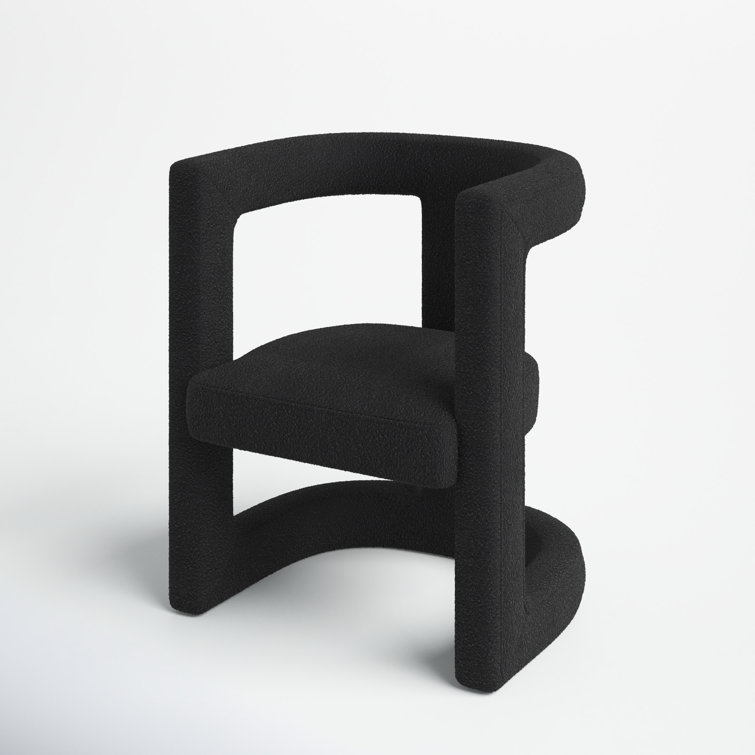 Handcrafted Black Boucle Velvet Contemporary Accent Chair