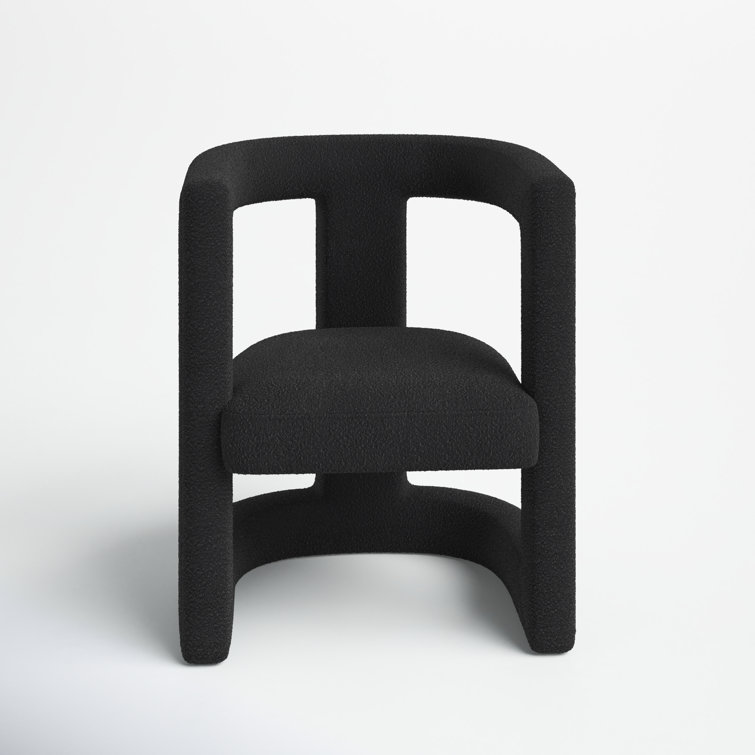 Handcrafted Black Boucle Velvet Contemporary Accent Chair