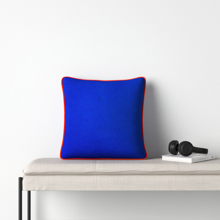 Lombard Blue and Orange Wool Blend 22" Throw Pillow