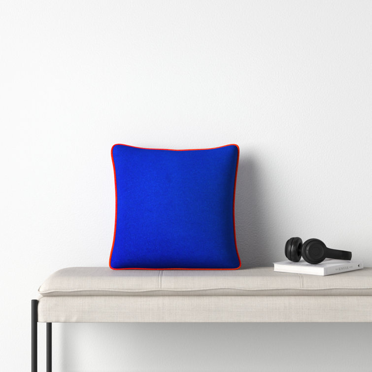 Lombard Blue and Orange Wool Blend 22" Throw Pillow