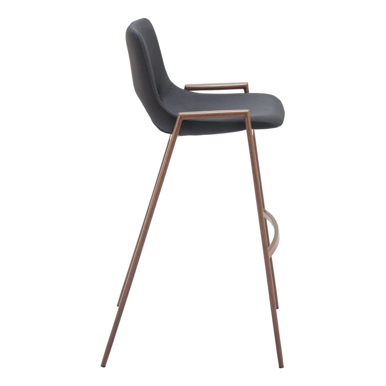 Black Faux Leather and Wood Bar Stool