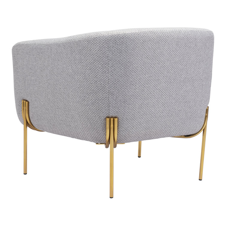 Gray and Gold Curved Modern Accent Chair