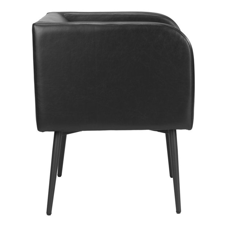 Horbat Black Faux Leather Upholstered Arm Chair with Metal Frame